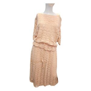 J.M. Pink Vintage Coral Crochet Top And Skirt Set Size Large